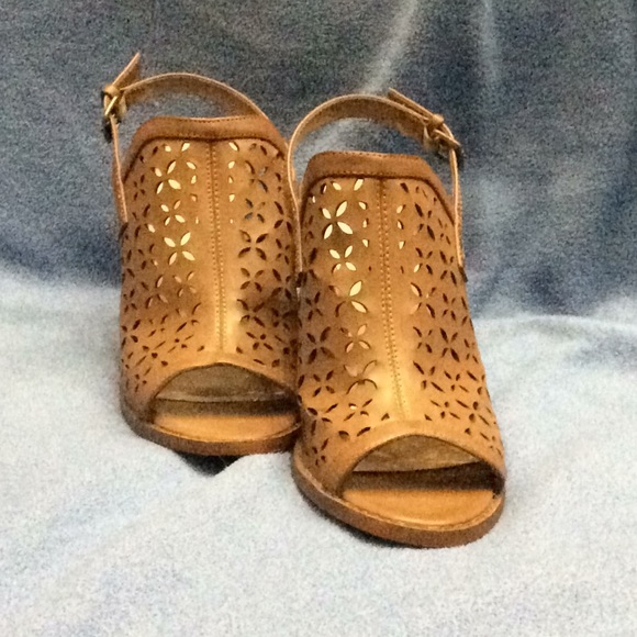 Brown Peep-Toe Wedges - Picture 3 of 3